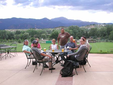 Mike Cline, Lee Jay Karns, Kate Hacket, Tammy Blakeslee, Jose Rodriguez, John Chapman, Iris Stratton, and Troy Stratton (obscured) take take in the view during the Sunday night opening social