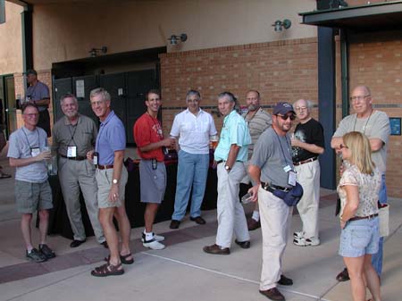 Michael Hersch, Perry Main, Paul Knapp, Jeff Rhodes, Luis Lloréns, Mike Cline, Peter Jackson, Lee Jay Karns, Gene Hall, Jane Martinez-Scholze, and Richard Kilmer at the Sunday evening social